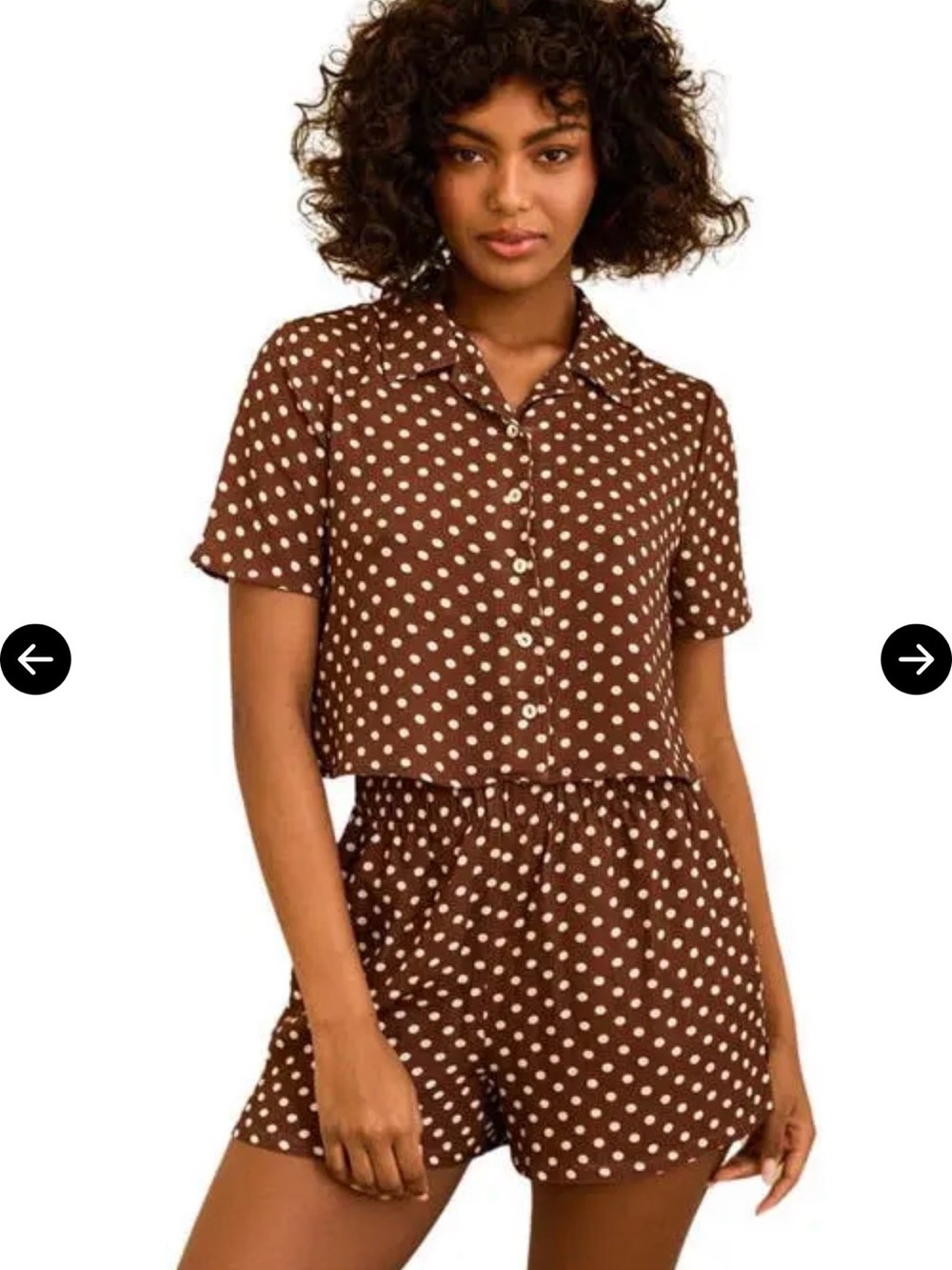 NWT Dippin Daisys Brown Polka Dot Slumber Party PJ Set M